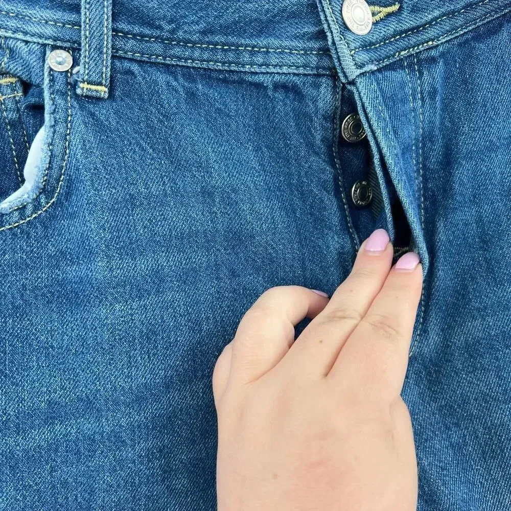 Free‎ People Maggie Straight Jeans Sequoia Blue Denim Size 28
